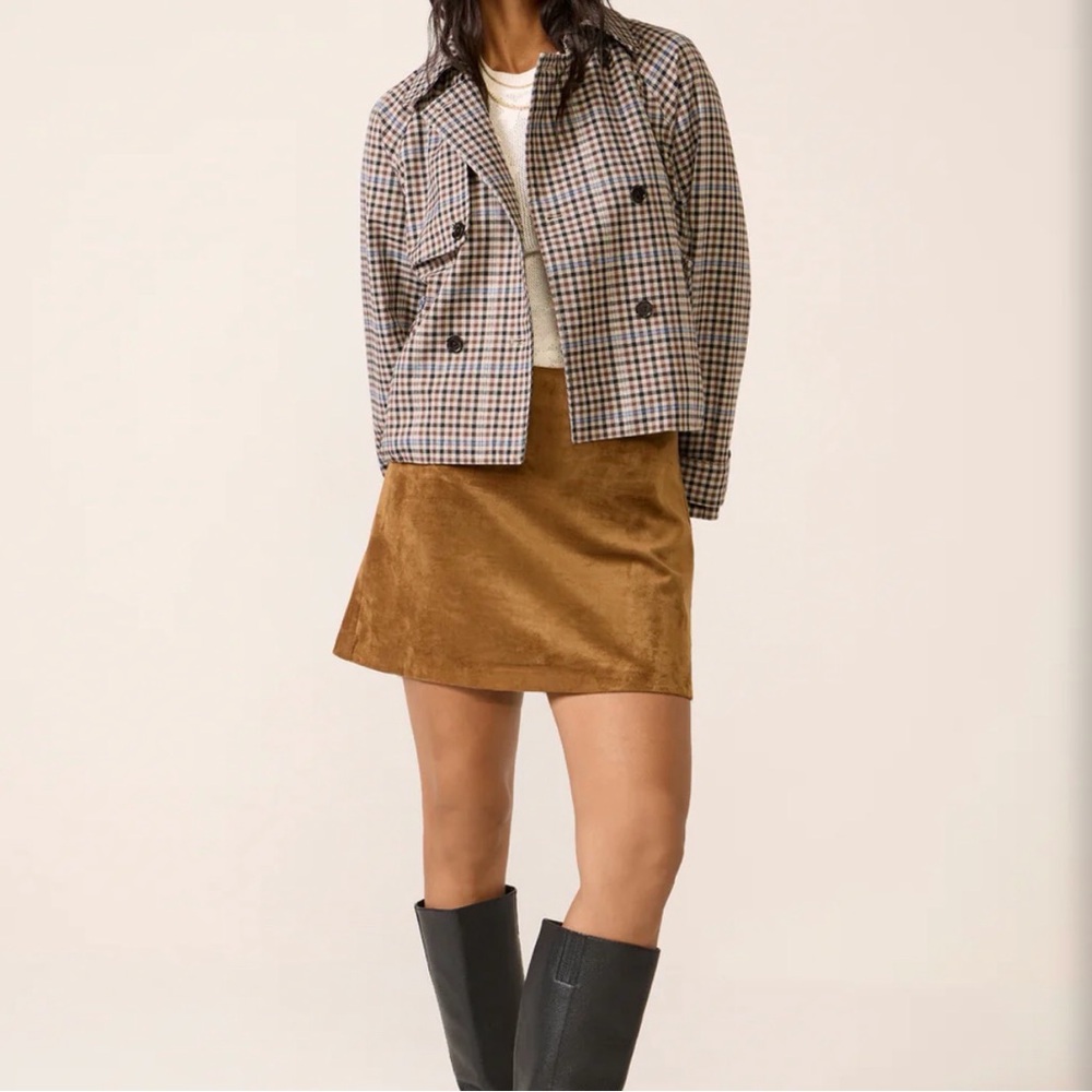 Abercrombie & Fitch Brown Faux Suede Mini Skirt A-Line Size 10 Fall Y2K Preppy